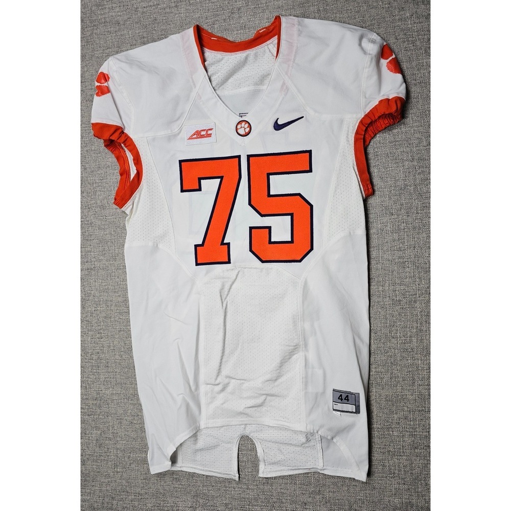 Clemson Tigers Football Jersey Mens 44 L White Game Worn Team Issued Nike #75